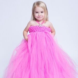 Charming Pink Tulle Kids Dress